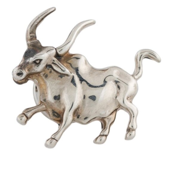 JOHN HARDY STERLING SILVER 925  ZODIAC BULL LAPEL PIN - Picture 1 of 4